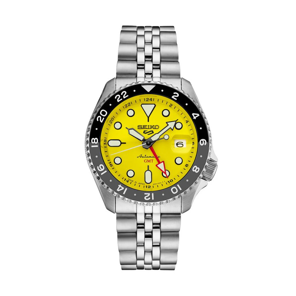 Seiko GMT Sport Yellow Dial 42mm Automatic Men’s Watch – Dual Time
